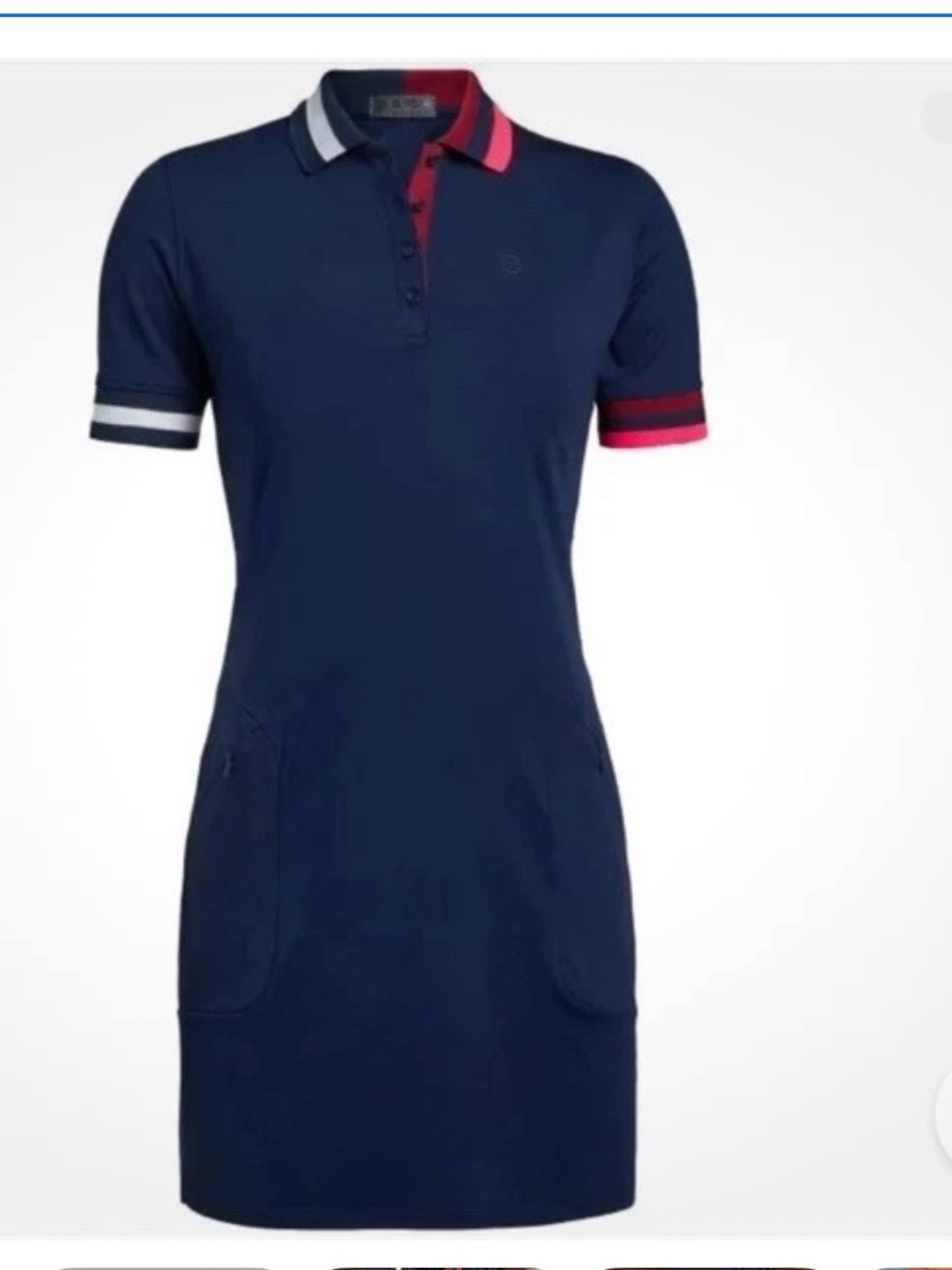 G/FORE Womens Contrast Collar Tech Pique Polo Golf Dress Twilight SZ Medium read